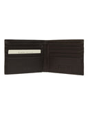 Cartera de Piel Café Oscuro con Franjas Decorativas