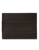 Cartera de Piel Café Oscuro con Franjas Decorativas