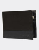 Cartera de Piel Negra con Banda Inferior