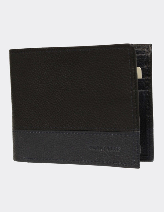Cartera de Piel Negra con Banda Inferior