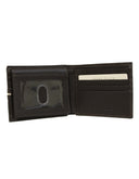 Cartera de Piel Negra con Detalle Blanco