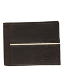 Cartera de Piel Negra con Detalle Blanco