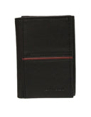 Cartera Trifold Perry Ellis de Piel Negra con Detalle Rojo
