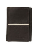 Cartera Trifold Perry Ellis de Piel Negra con Detalle Blanco