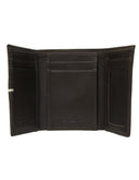 Cartera Trifold Perry Ellis de Piel Negra con Detalle Blanco
