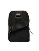 Backpack Tipo Bandolera Negra de Nylon con Bolsillo Frontal