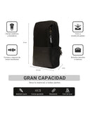 Backpack Tipo Bandolera Negra de Nylon con Bolsillo Frontal