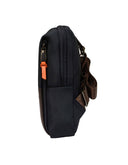 Backpack Tipo Bandolera Azul Marino con Detalles Café y Bolsillo Frontal