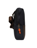 Backpack Tipo Bandolera Azul Marino con Detalles Café y Bolsillo Frontal