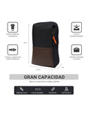 Backpack Tipo Bandolera Azul Marino con Detalles Café y Bolsillo Frontal