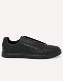 Tenis Negro Slip-On Textura Action Leather Logo Lateral