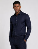 Camisa Slim Fit Geo Dobby Azul Zafiro con Stretch