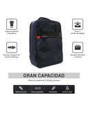 Backpack Azul Marino de Nylon con Múltiples Compartimentos