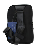 Backpack Tipo Bandolera Negra de Nylon con Bolsillo Frontal