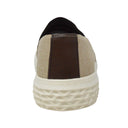 Tenis Slip-On Beige Arena Tejido Casual Suela Blanca