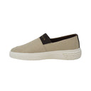 Tenis Slip-On Beige Arena Tejido Casual Suela Blanca