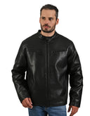 Chamarra Negra Tipo Action Leather Con Cierre Completo