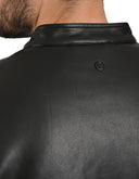 Chamarra Negra Tipo Action Leather Con Cierre Completo