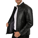 Chamarra Racer efecto piel con cierre para hombre