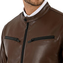 Chamarra Racer efecto piel con cierre para hombre
