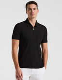 Polo Acanalado Negro con Cremallera al Cuarto