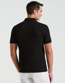 Polo Acanalado Negro con Cremallera al Cuarto