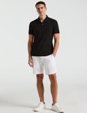 Polo Acanalado Negro con Cremallera al Cuarto