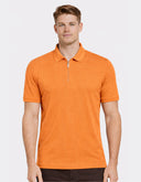 Polo de Manga Corta Brandied Melón con Textura Rib y Cierre Zip