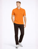 Polo de Manga Corta Brandied Melón con Textura Rib y Cierre Zip