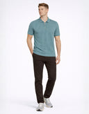 Polo de Manga Corta North Atlantic con Textura Rib y Cierre Zip