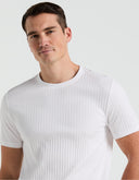 Playera Bright White de Algodón con Cuello Redondo y Corte Stretch Slim
