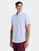 Camisa Manga Corta Bright White con Estampado Geométrico