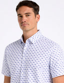 Camisa Manga Corta Bright White con Estampado Geométrico