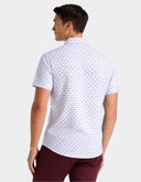 Camisa Manga Corta Bright White con Estampado Geométrico
