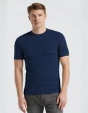 Playera Tipo Sweater Blue Wing Teal de Manga Corta con Cuello Redondo y Rayas