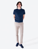 Playera Tipo Sweater Blue Wing Teal de Manga Corta con Cuello Redondo y Rayas