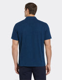 Camisa Perry Ellis de Manga Corta Azul Petróleo Camp Collar