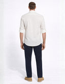 Camisa Slim Fit Bright White Marfil con Micro Print Geométrico