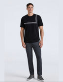 Playera Casual Black con Franja White