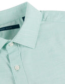 Camisa Perry Ellis de Manga Corta Verde Menta con Textura Dobby