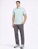 Camisa Perry Ellis de Manga Corta Verde Menta con Textura Dobby