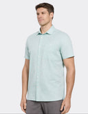 Camisa Perry Ellis de Manga Corta Verde Menta con Textura Dobby