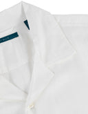 Camisa Manga Corta Blanca Marfil en Jacquard con Cuello Camp