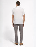 Camisa Manga Corta Blanca Marfil en Jacquard con Cuello Camp
