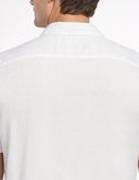 Camisa Manga Corta Blanca Marfil en Jacquard con Cuello Camp