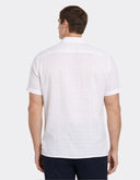Camisa de Manga Corta en Mezcla de Lino Blanca Bright White
