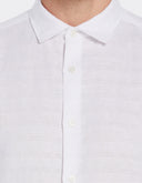 Camisa de Manga Corta en Mezcla de Lino Blanca Bright White
