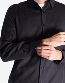 Camisa Perry Ellis Slim Fit Negra con Textura Dobby Stretch