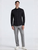 Camisa Perry Ellis Slim Fit Negra con Textura Dobby Stretch