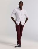 Camisa Slim Fit Blanca con Estampado Geo y Cuello Expandible